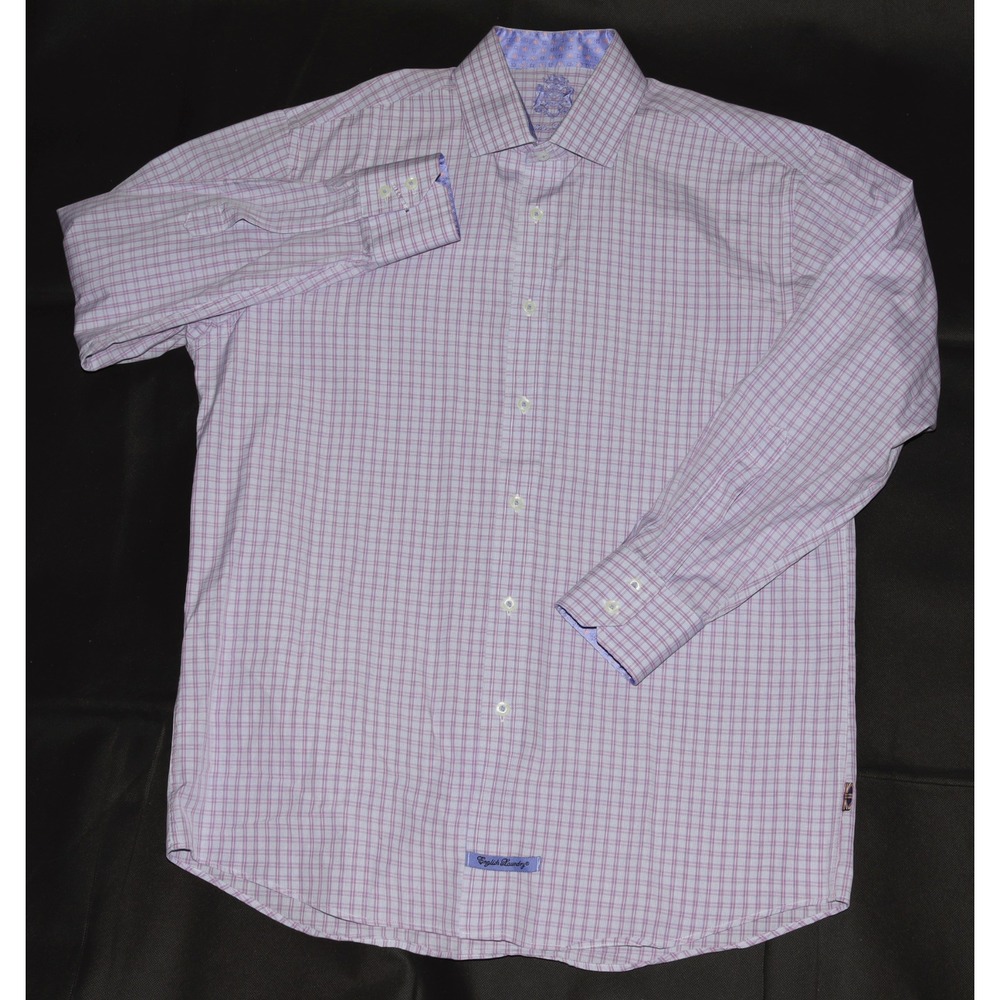English Laundry Men's Long Sleeve Button Up Logo Flip Cuff Shirt Size 15 - 32/33